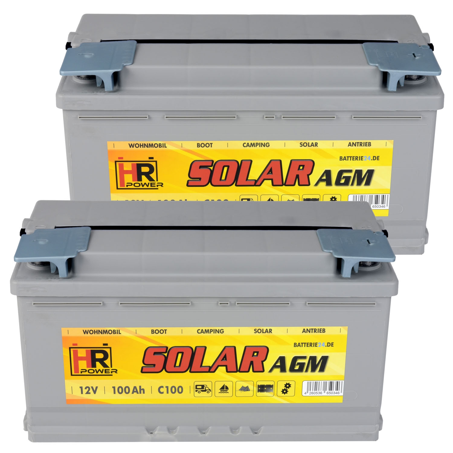 2x HR AGM Solar Batterie 12V 200Ah 24V 100Ah Wohnmobil Solar