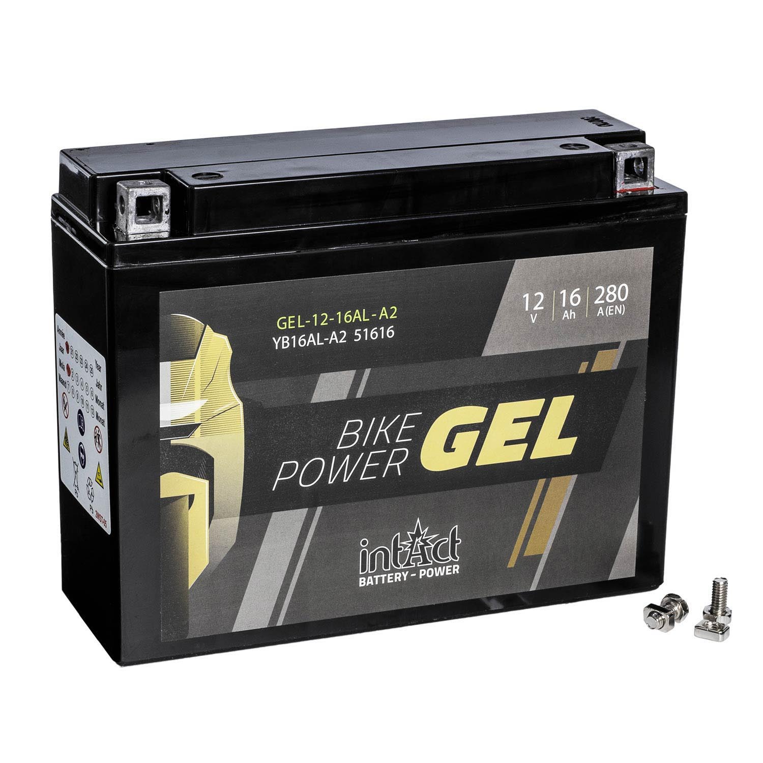 intAct Bike-Power Motorradbatterie GEL YB16AL-A2 12V 16Ah 51616 Gel12-16AL-A2