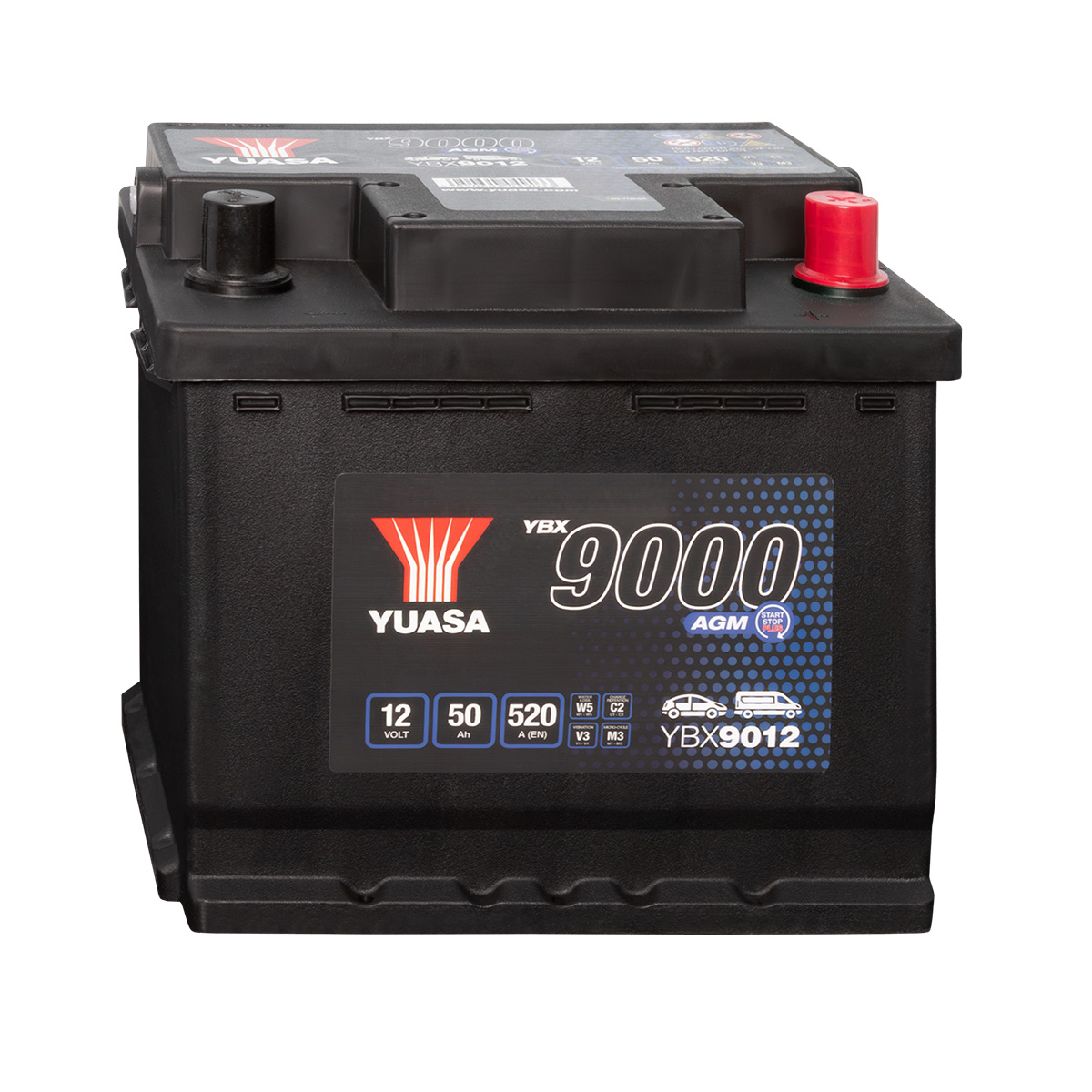 Yuasa YBX9012 AGM 12V 50Ah Autobatterie