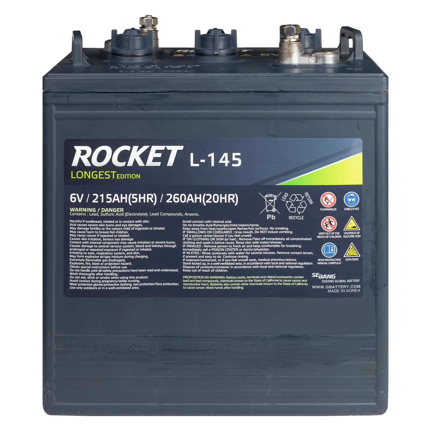 Rocket Deep Cycle Batterie L-145 6V 260Ah