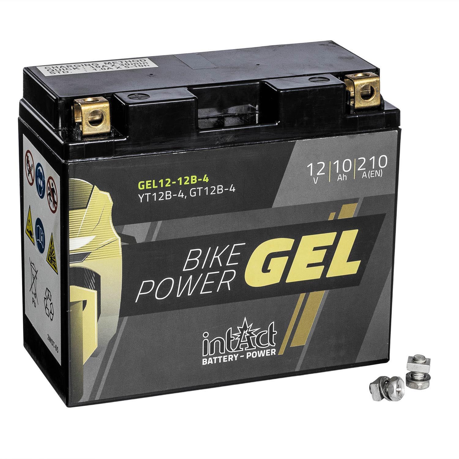 intAct Bike-Power Motorradbatterie GEL YT12B-4 12V 10Ah Gel12-12B-4