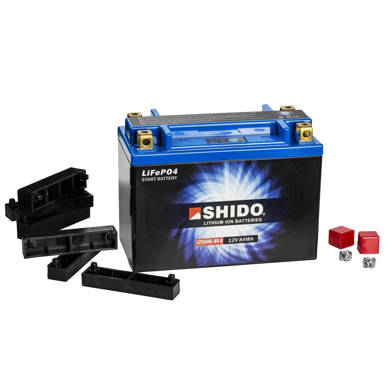 Shido Lithium Motorradbatterie LiFePO4 LTX24HL-BS Q 12V