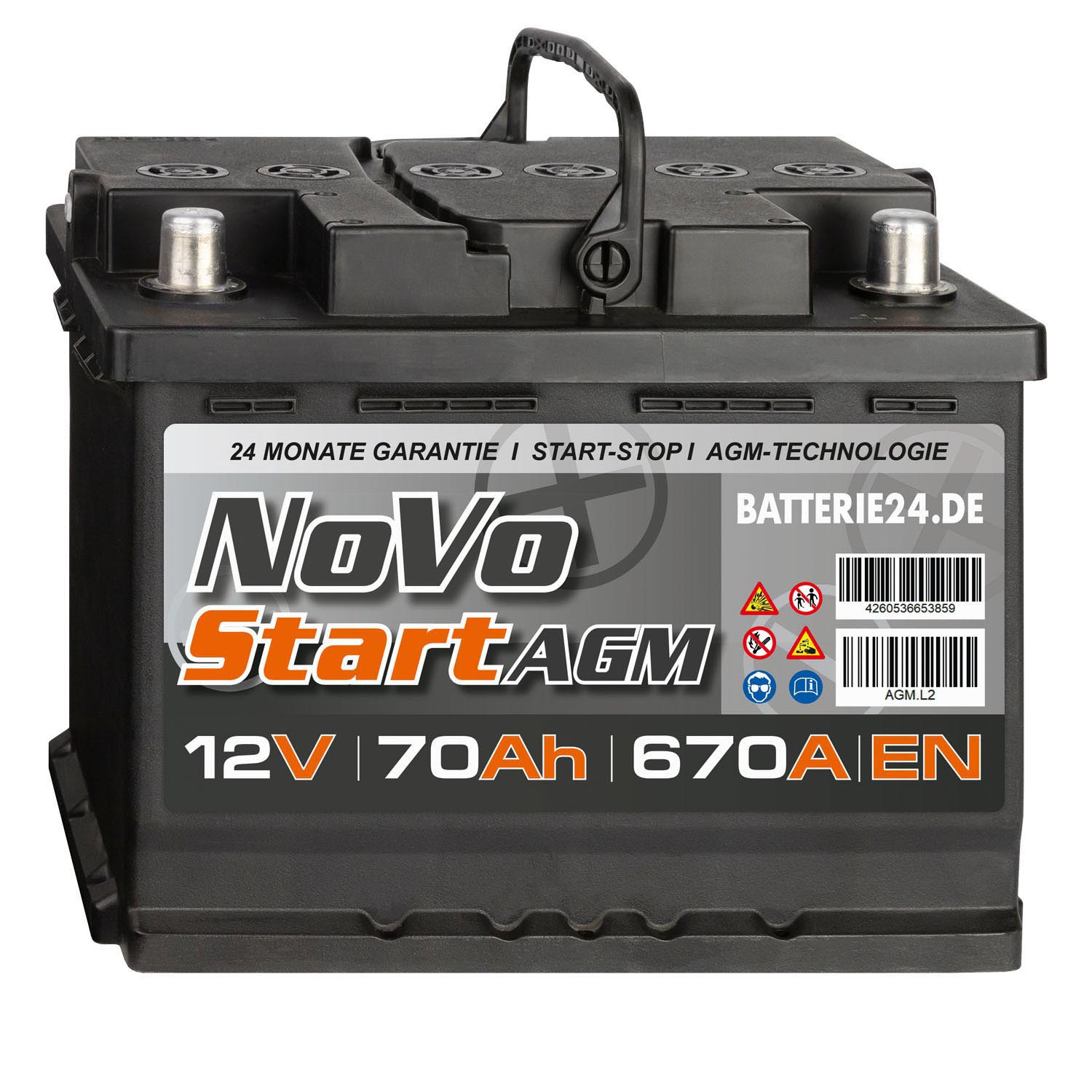 Novo AGM Autobatterie 12V 70Ah