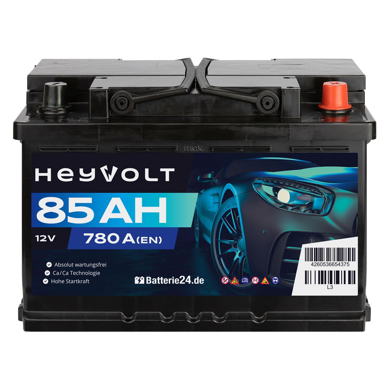 HeyVolt Start Autobatterie 12V 85Ah