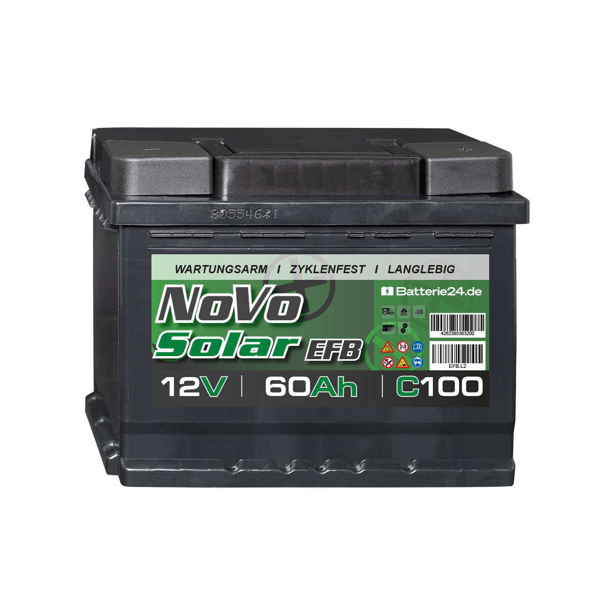 NoVo Solar EFB 12V 60Ah Versorgerbatterie (USt-befreit nach §12 Abs.3 Nr. 1 S.1 UStG)
