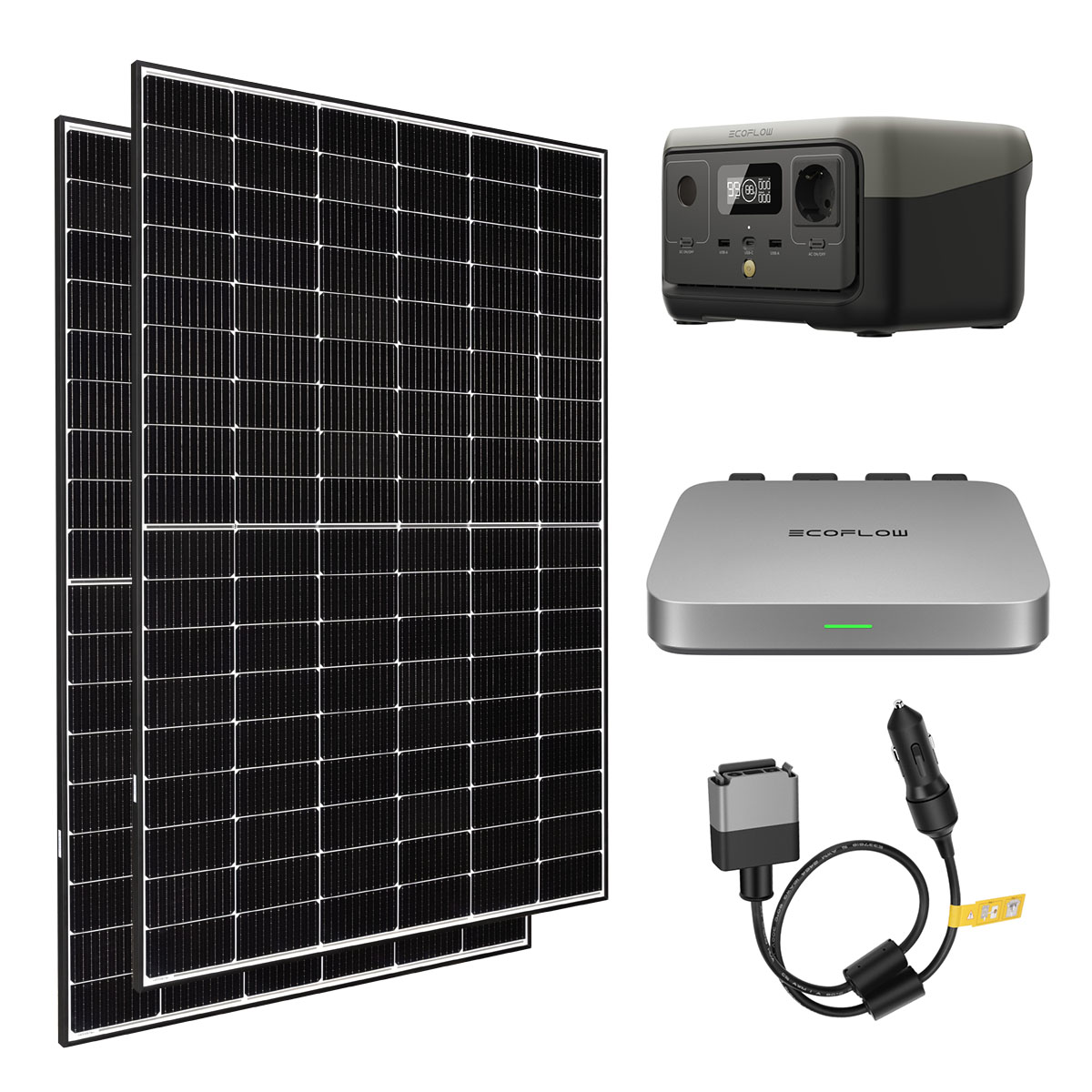 Set 2 Solarmodule 410W JA Solar + Wechselrichter 800W EcoFlow + Powerstation 256Wh RIVER 2 (USt-befreit nach §12 Abs.3 Nr. 1 S.1 UStG)