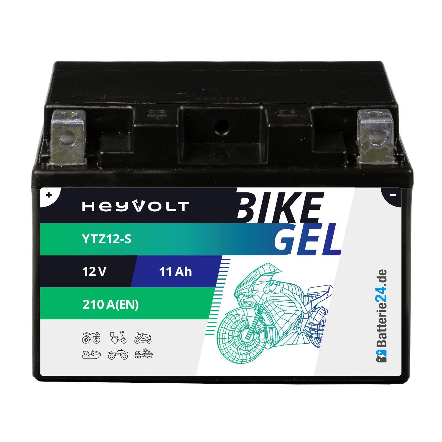 HeyVolt BIKE GEL Motorradbatterie YTZ12-S 51120 12V 11Ah