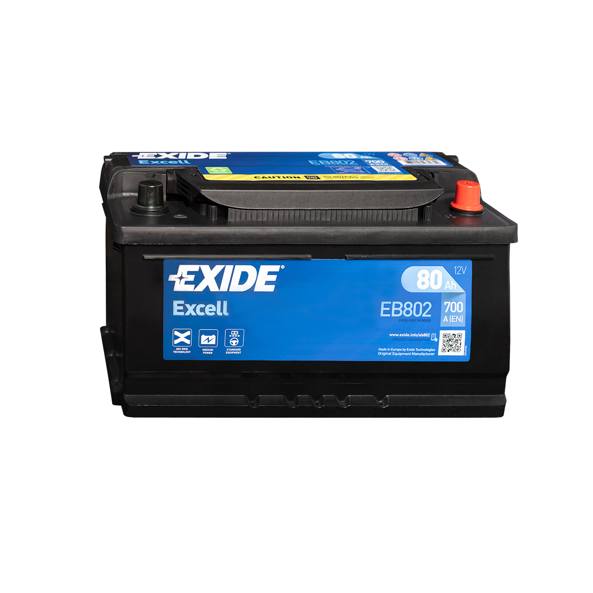 Exide Excell EB802 12V 80Ah Autobatterie