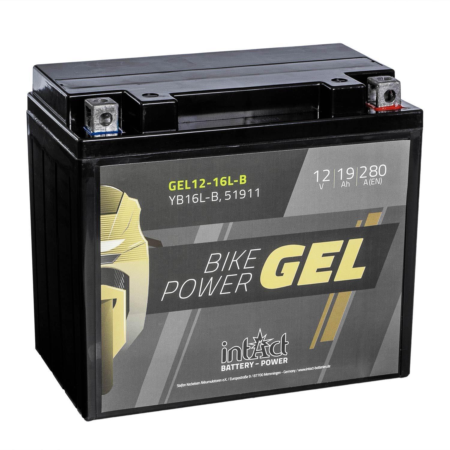 intAct Bike-Power Motorradbatterie GEL YB16L-B 12V 19Ah 51911 Gel12-16L-B
