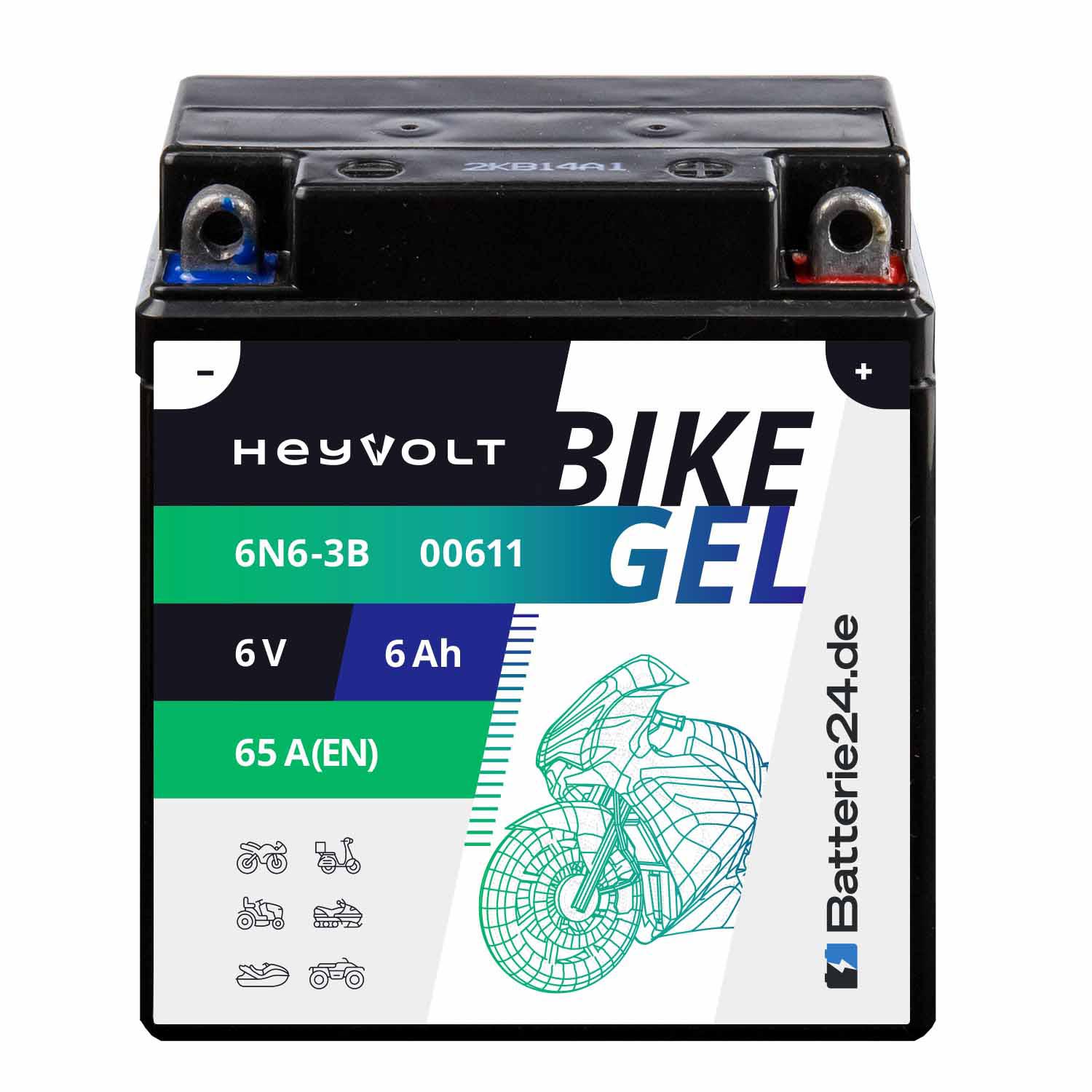 HeyVolt BIKE GEL Motorradbatterie 6N6-3B 00611 6V 6Ah