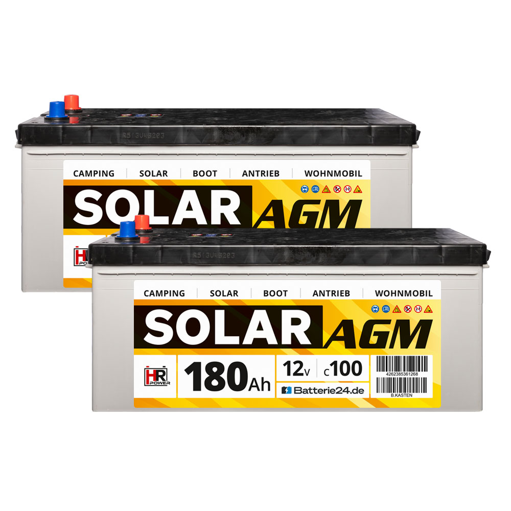2x HR Solar AGM 12V 180Ah Versorgungsbatterie