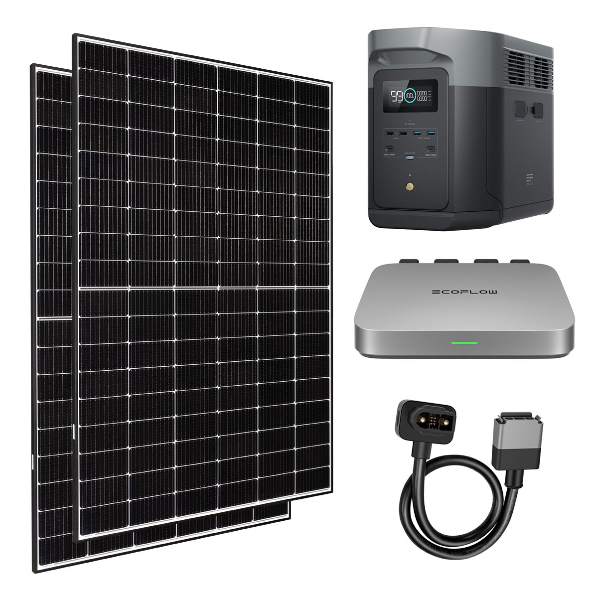 Set 2 Solarmodule 410W JA Solar + Wechselrichter 800W EcoFlow + Powerstation 2048Wh DELTA 2 MAX (USt-befreit nach §12 Abs.3 Nr. 1 S.1 UStG)