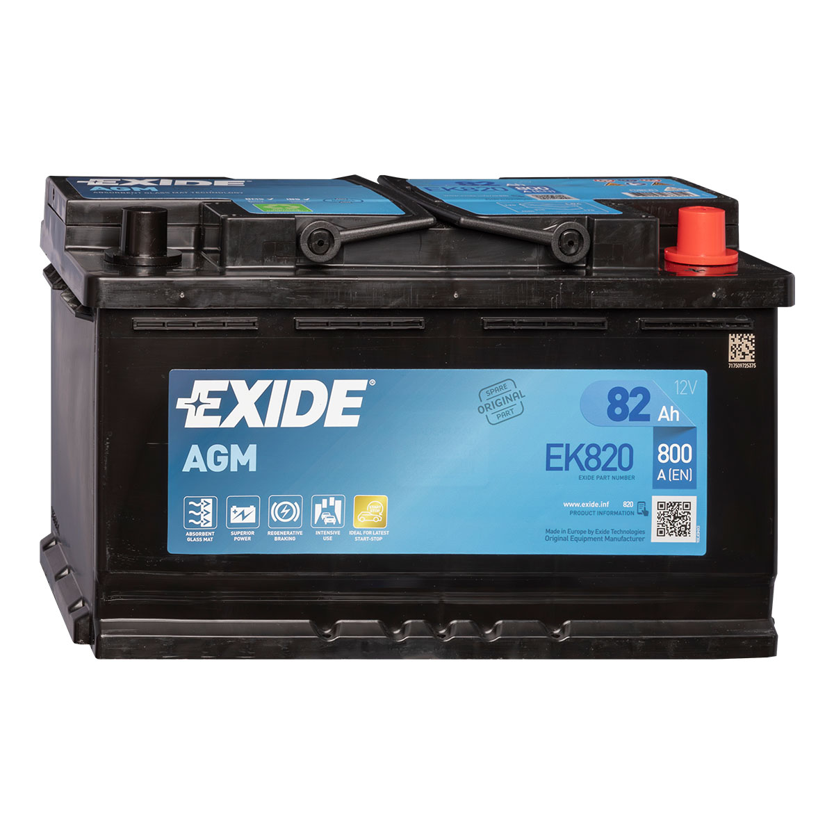 Exide EK820 AGM Autobatterie 12V 82Ah