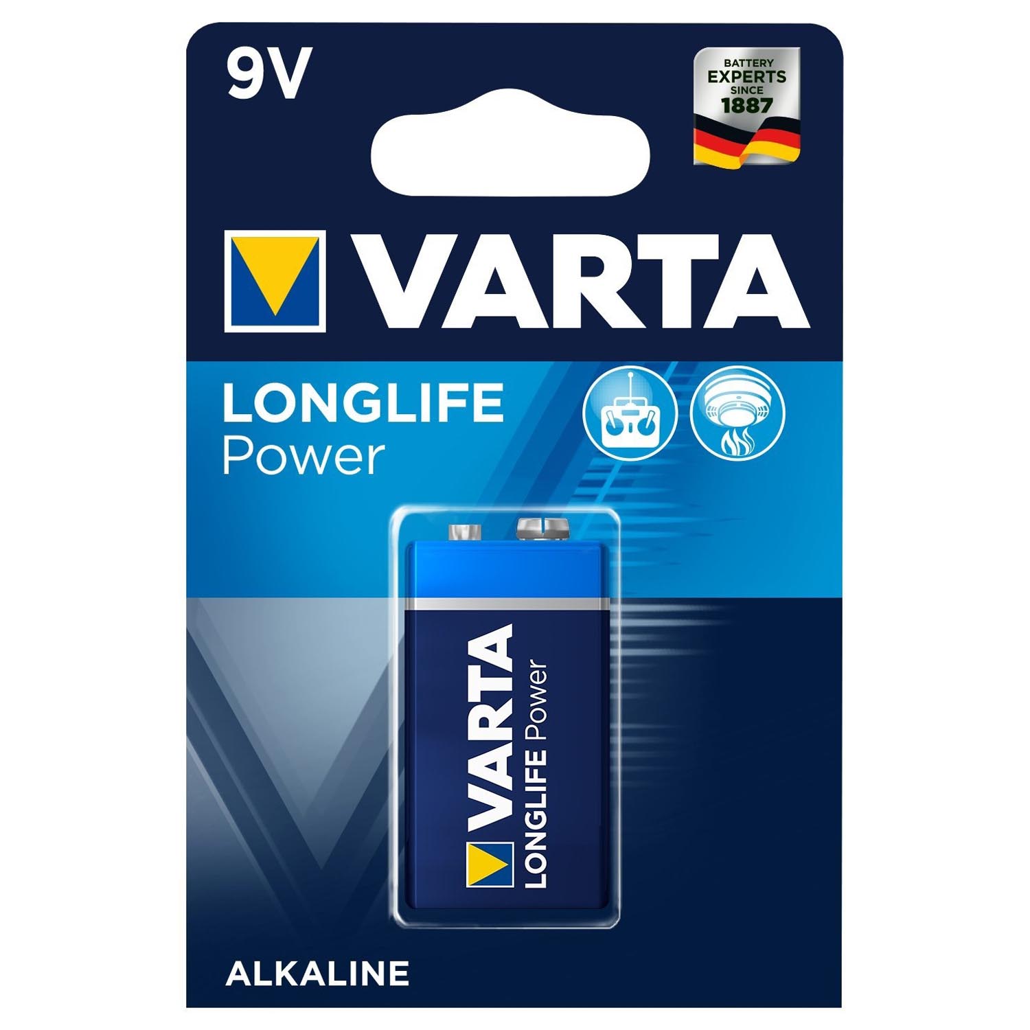 VARTA LONGLIFE Power 9V E-Block 4922 MN1604 Alkaline Batterie 1er Blister