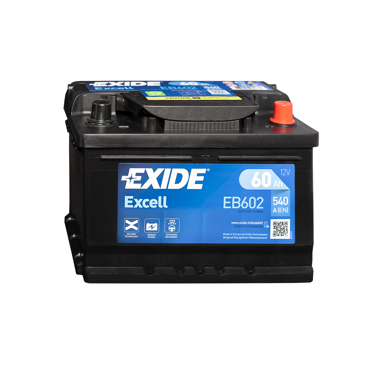 Exide Excell EB602 12V 60Ah Autobatterie