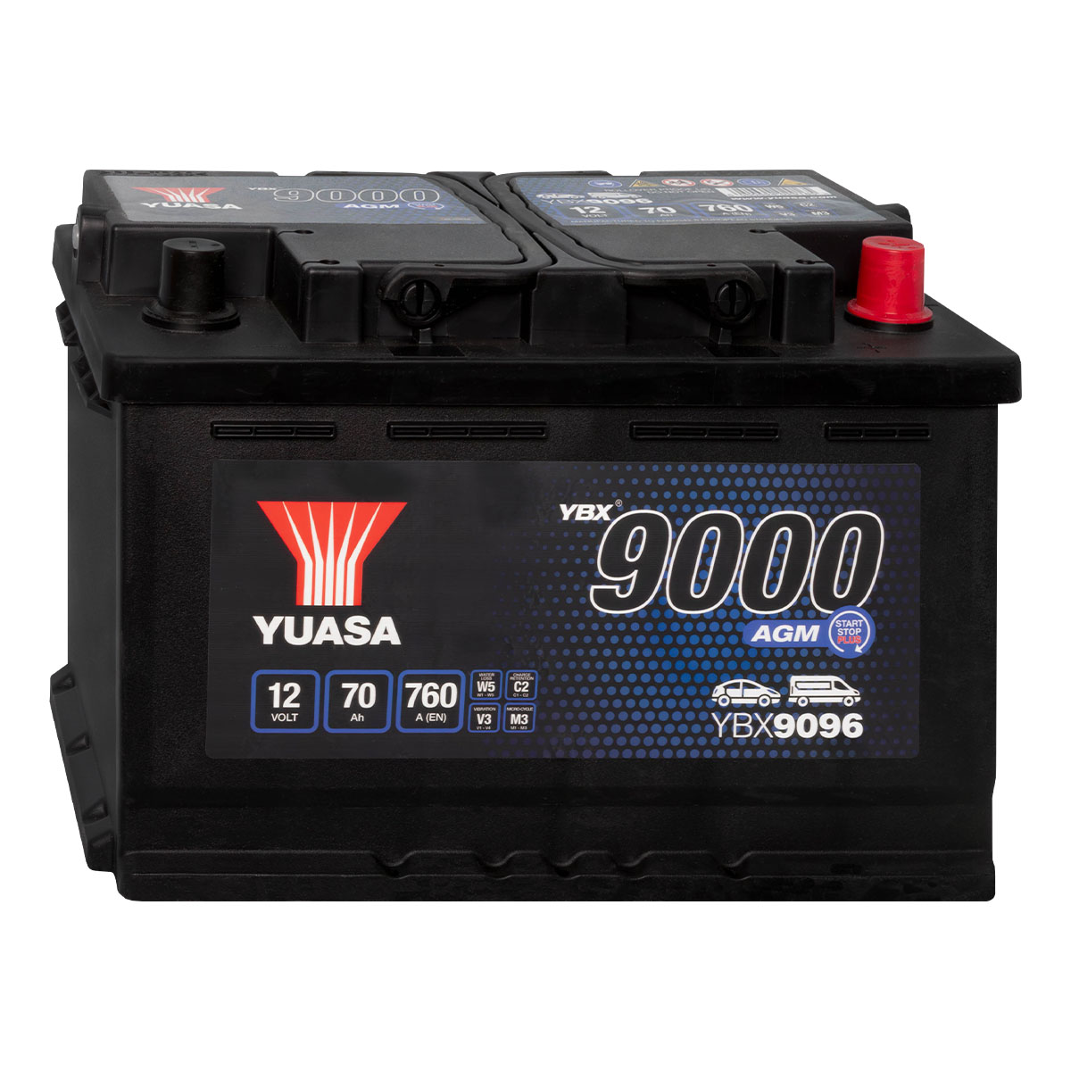 Yuasa YBX9096 AGM 12V 70Ah Autobatterie
