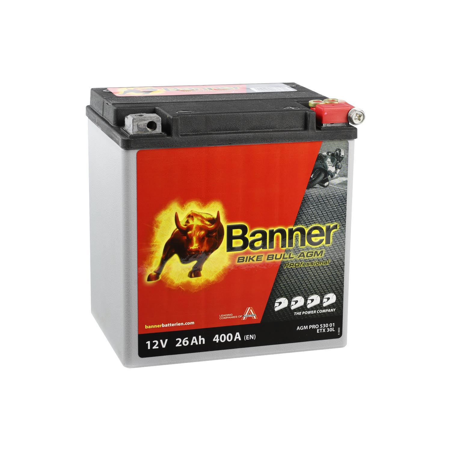 Banner AGM PRO Motorradbatterie 53001 BETX30L 12V 26Ah