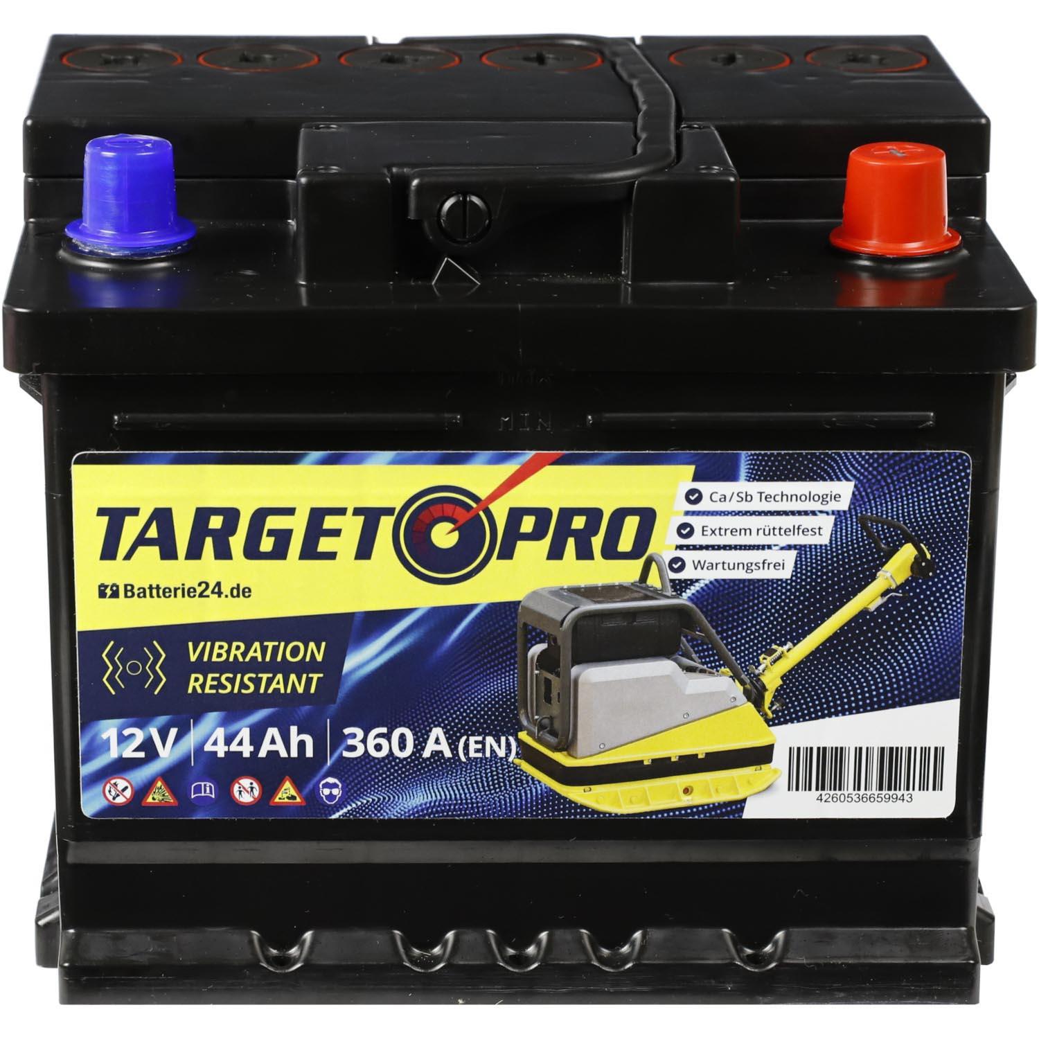 Rüttelplatte Batterie TARGET PRO 12V 44Ah rüttelfest für Bodenverdichter