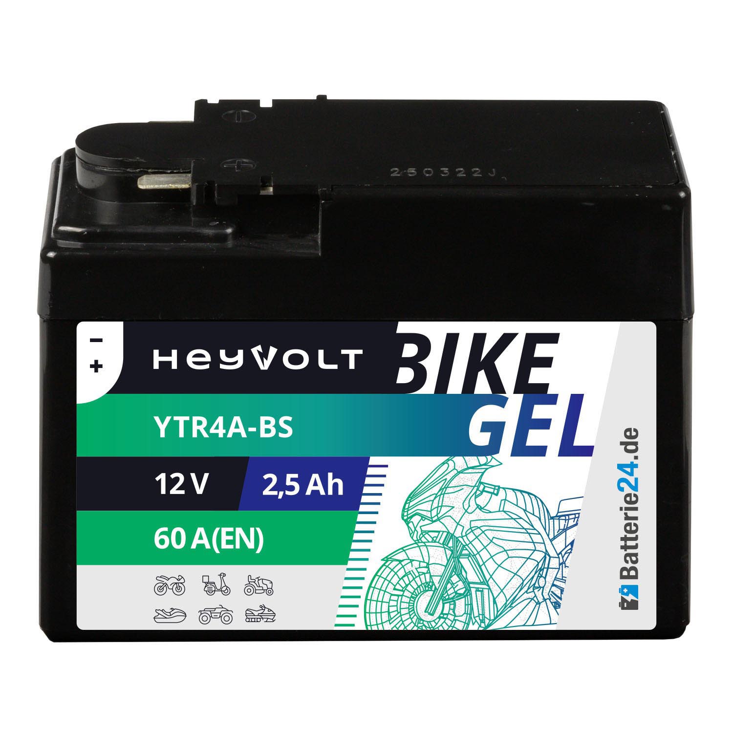 HeyVolt BIKE GEL Rollerbatterie YTR4A-BS 12V 2,5Ah