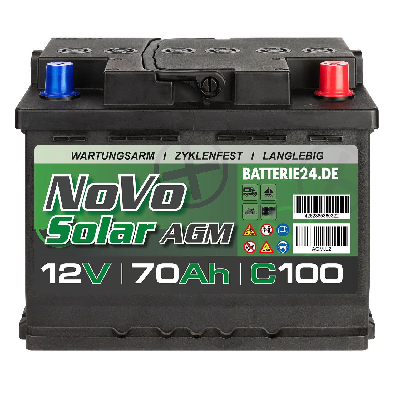 Novo Solar AGM 12V 70Ah Versorgerbatterie