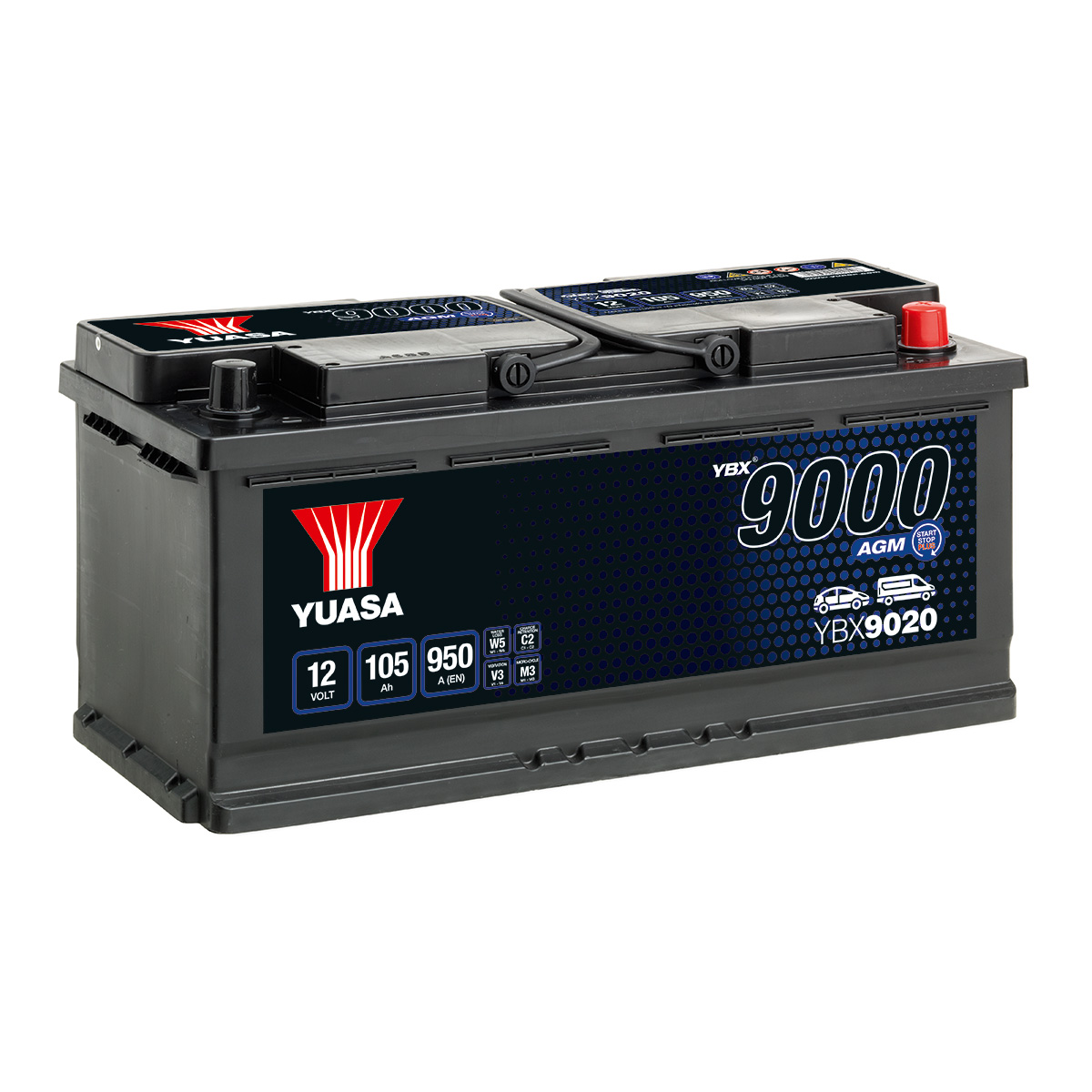 Yuasa YBX9020 AGM 12V 105Ah Autobatterie
