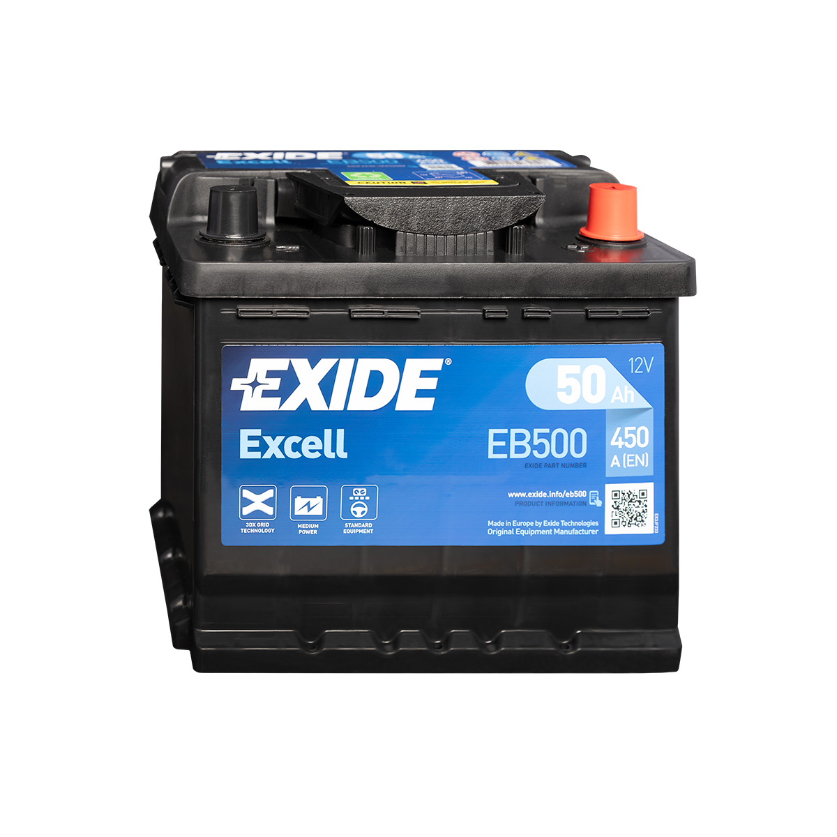 Exide Excell EB500 12V 50Ah Autobatterie
