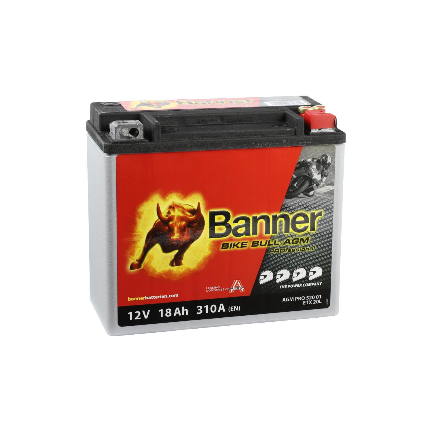 Banner AGM PRO Motorradbatterie 52001 BETX20L 12V 18Ah