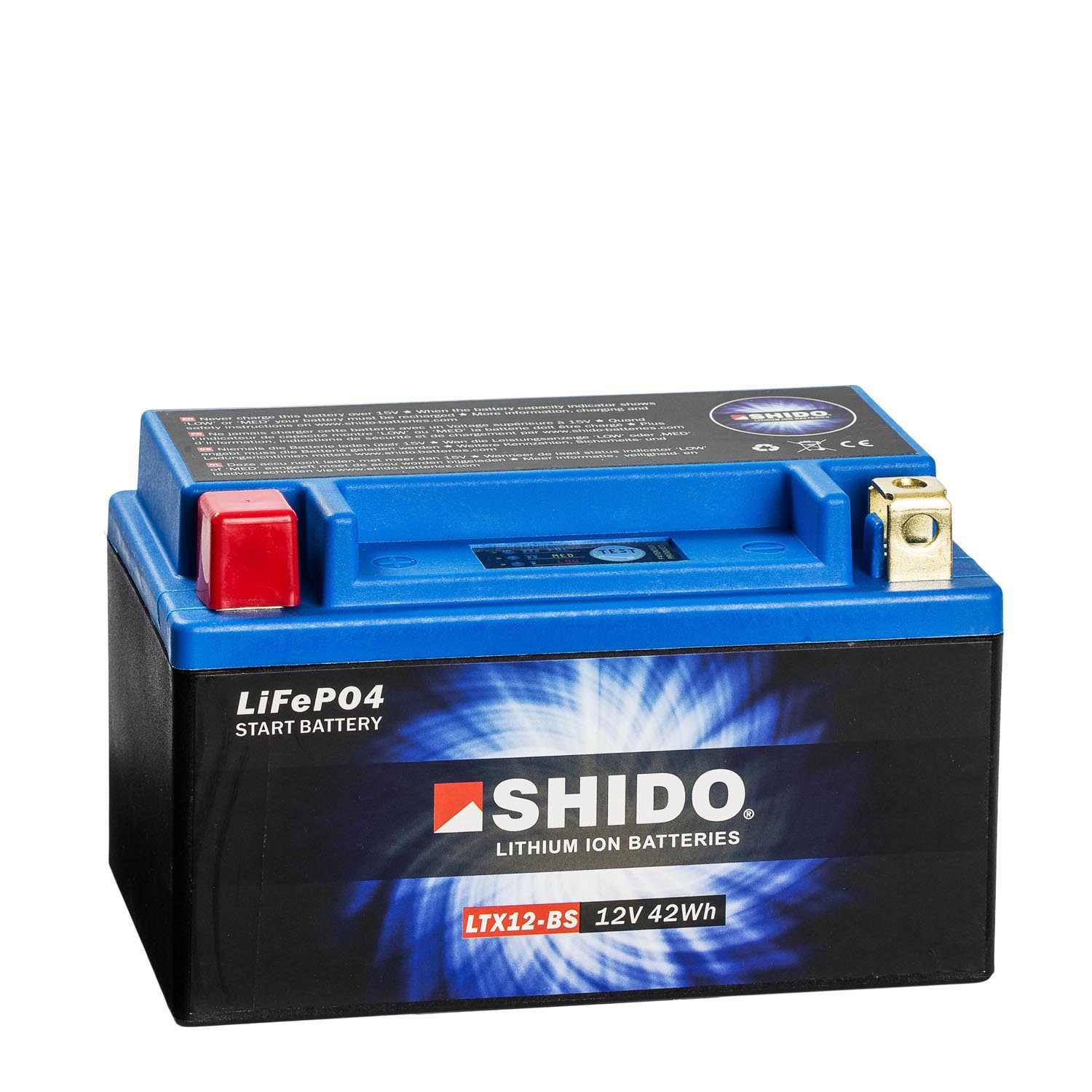Shido Lithium Motorradbatterie LiFePO4 LTX12-BS 12V