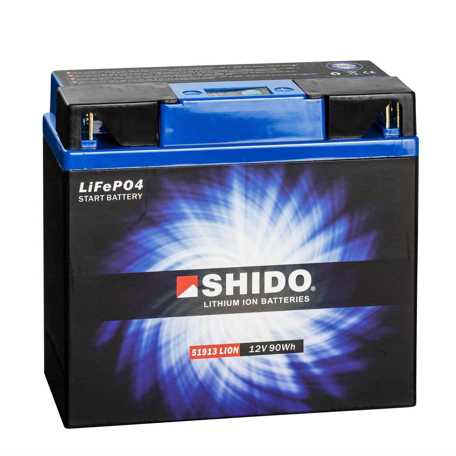 Shido Lithium Motorradbatterie LiFePO4 51913 12V