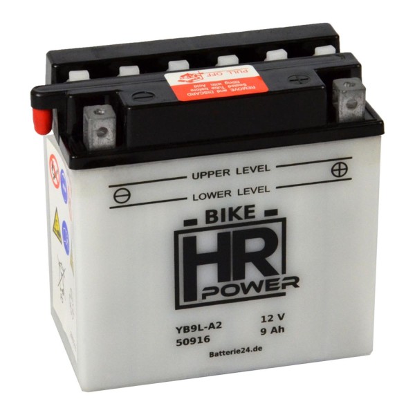 HR Power Rasentraktorbatterie YB9L-A2 50916 12V 9Ah trocken