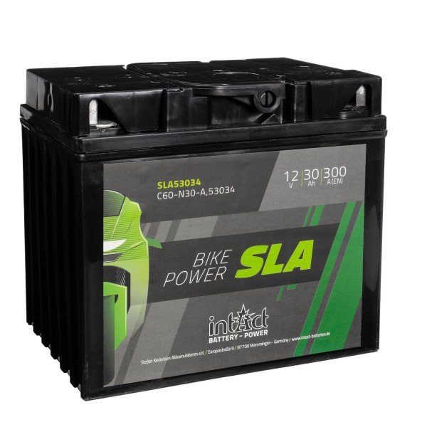 intAct SLA Motorradbatterie 53034SMF 12V 30Ah SLA53034