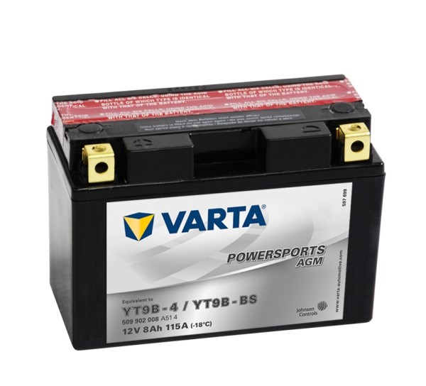 VARTA Powersports AGM Motorradbatterie YT9B-4 YT9B-BS 12V 8Ah