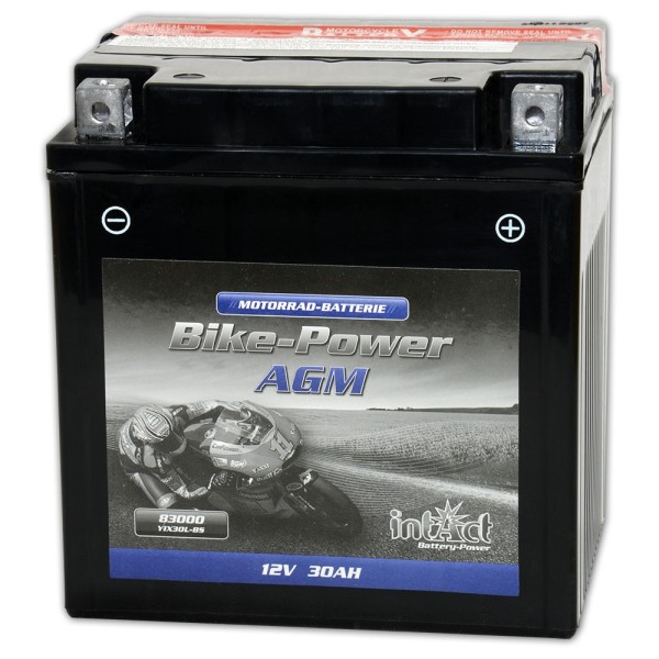 intAct Bike-Power Motorradbatterie AGM YIX30L-BS 12V 30Ah 83000