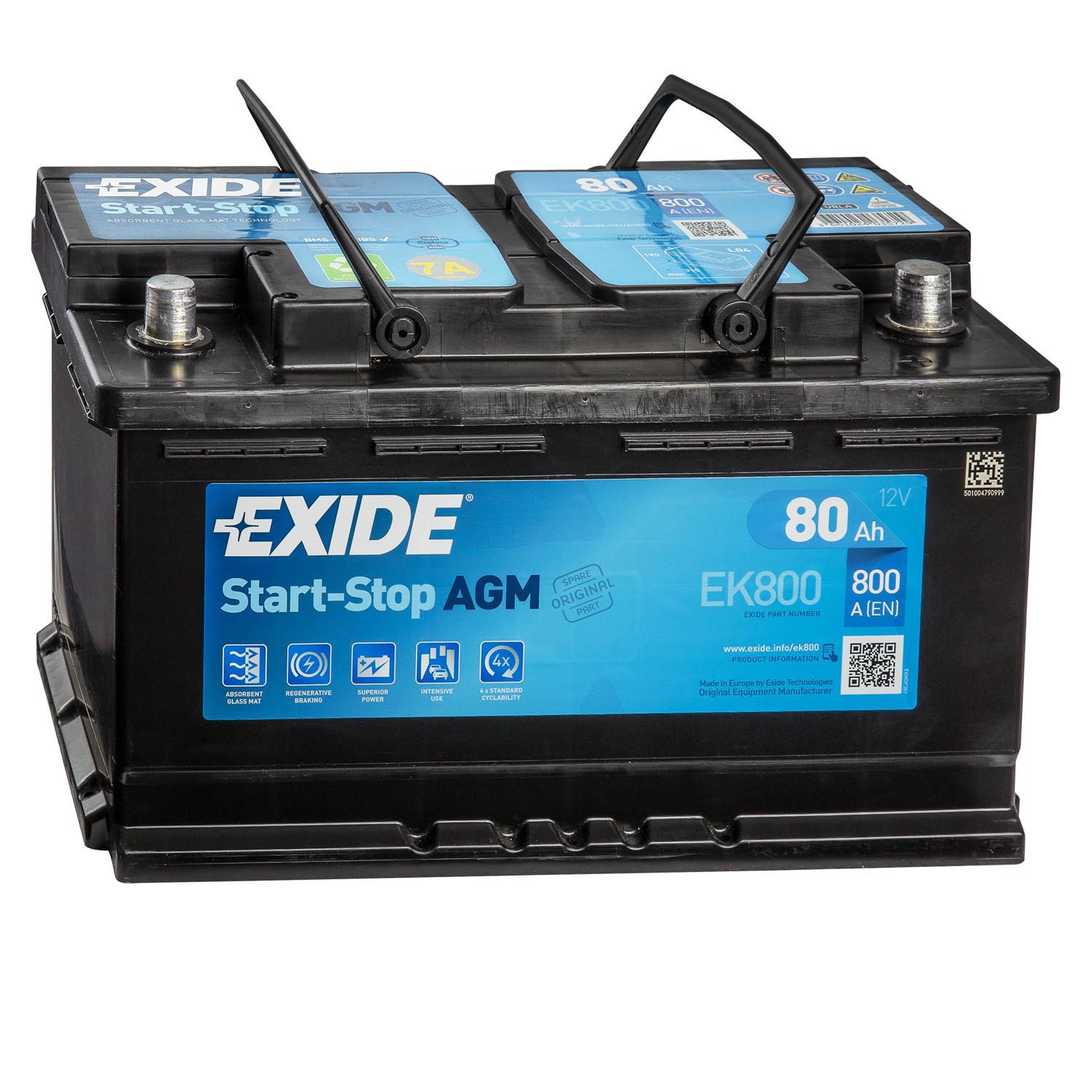 Exide EK800 AGM Autobatterie 12V 80Ah