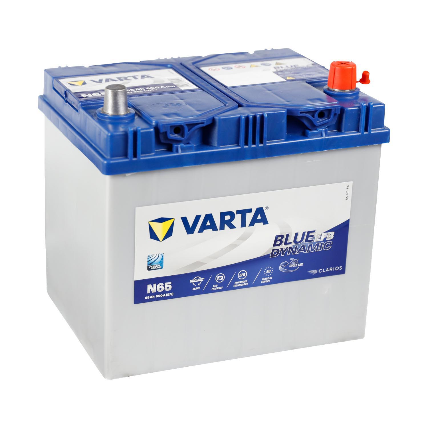 VARTA N65 Blue Dynamic EFB 12V 65Ah 650A Autobatterie Start-Stop 565 501  065, Starterbatterie, Boot, Batterien für