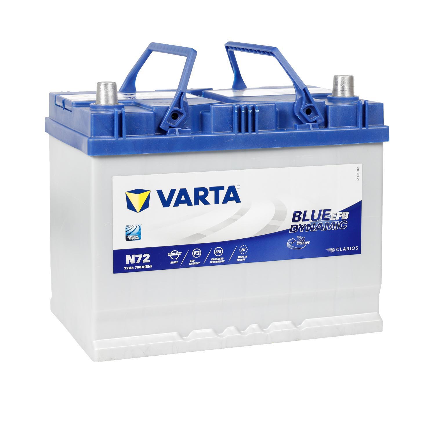Batería Varta N72 Blue Dynamic Efb. 12V - 72Ah/760A (EN) Caja D26  (261x175x22 : : Coche y moto