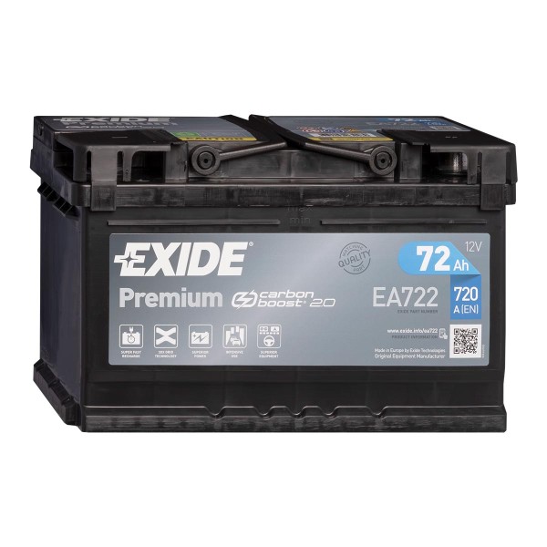 Exide Premium CARBON BOOST 2.0 EA722 Autobatterie 12V 72Ah
