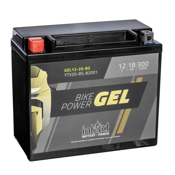 intAct Bike-Power Motorradbatterie GEL 12V 18Ah YTX20-BS 82001 Gel12-20-BS