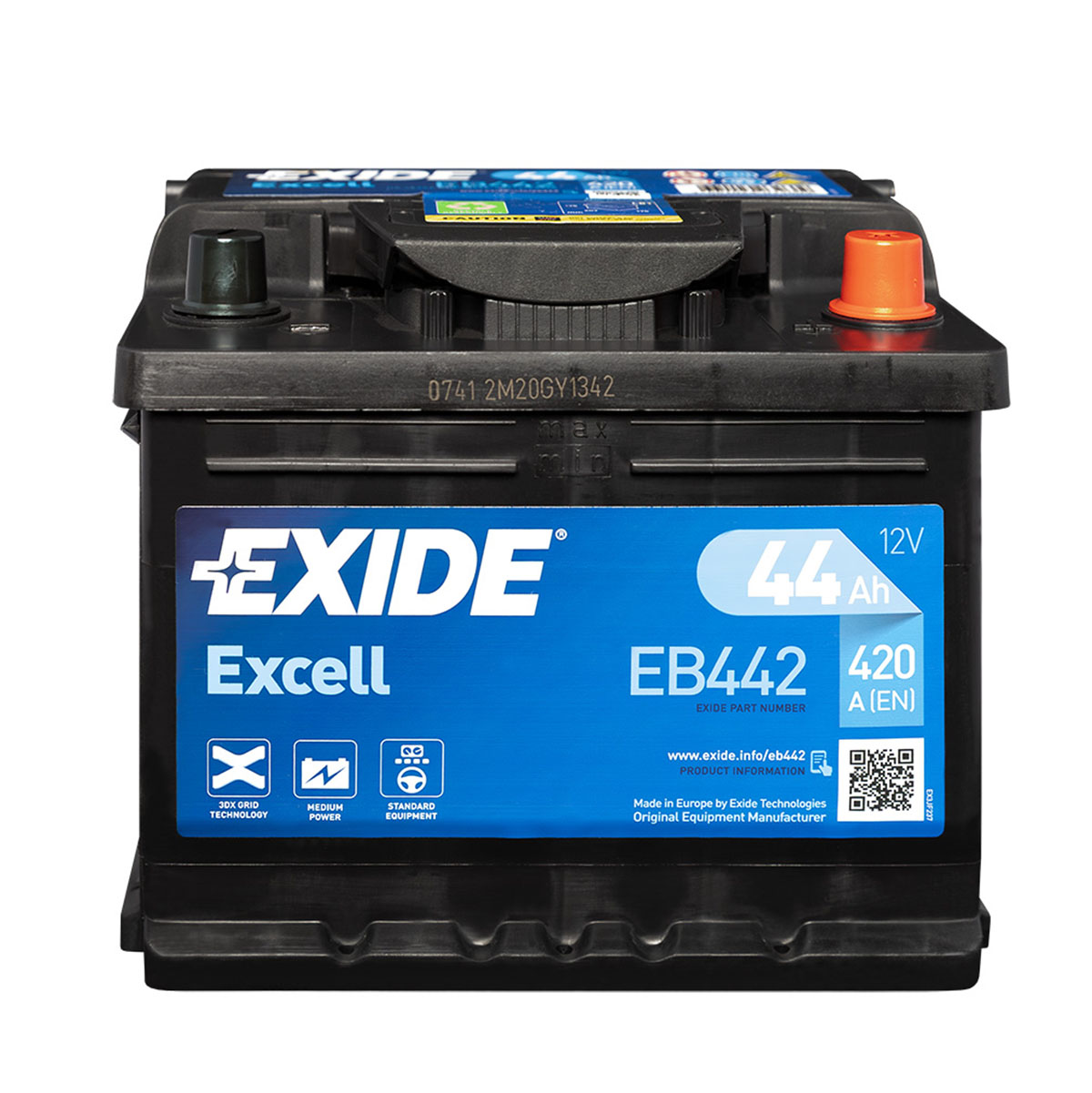 Exide Excell EB442 12V 44Ah Autobatterie, Autobatterien, Starterbatterien, Fahrzeugbatterien