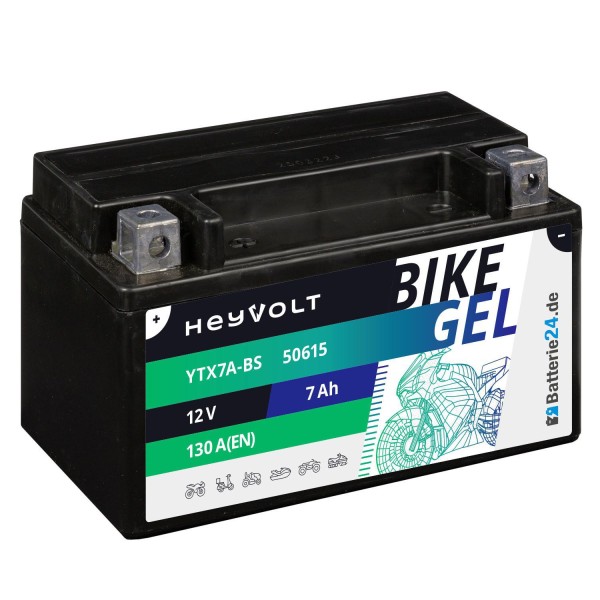 HeyVolt BIKE GEL Motorradbatterie YTX7A-BS 50615 12V 7Ah