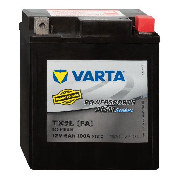 Varta Powersports AGM Motorradbatterie TX7L 12V 6Ah
