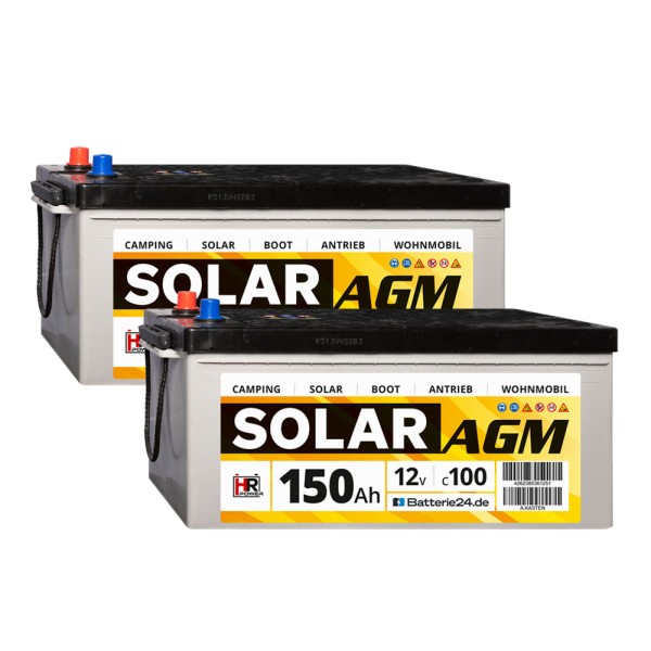 2x HR Solar AGM 12V 150Ah Versorgungsbatterie