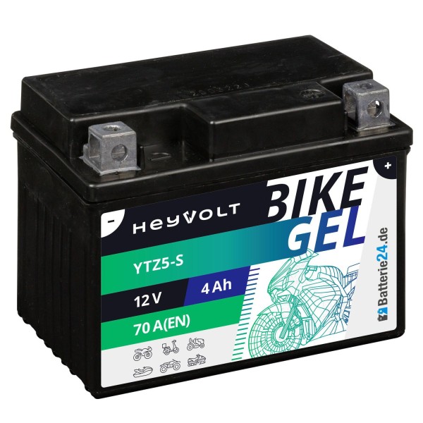 HeyVolt BIKE GEL Motorradbatterie YTZ5-S 12V 4Ah
