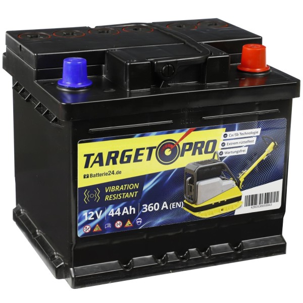 Rüttelplatte Batterie TARGET PRO 12V 44Ah rüttelfest für Bodenverdichter
