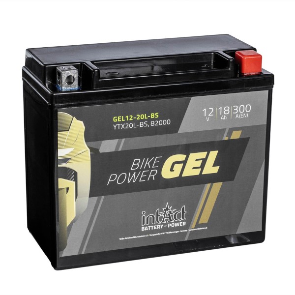 intAct Bike-Power Motorradbatterie GEL YTX20L-BS 12V 18Ah 82000 Gel12-20L-BS