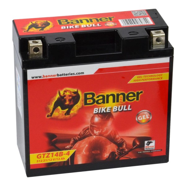 Banner Bike Bull Motorradbatterie GEL YT14B-4 GTZ14B-4 12V 12Ah 51221