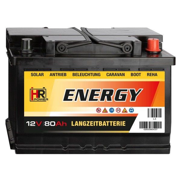 HR-ENERGY Batterie 12V 80Ah (USt-befreit nach §12 Abs.3 Nr. 1 S.1 UStG)