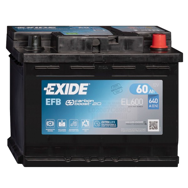 Exide EFB 12V 60Ah EL600 Autobatterie