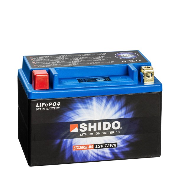 Shido Lithium Motorradbatterie LiFePO4 LTX20CH-BS 12V