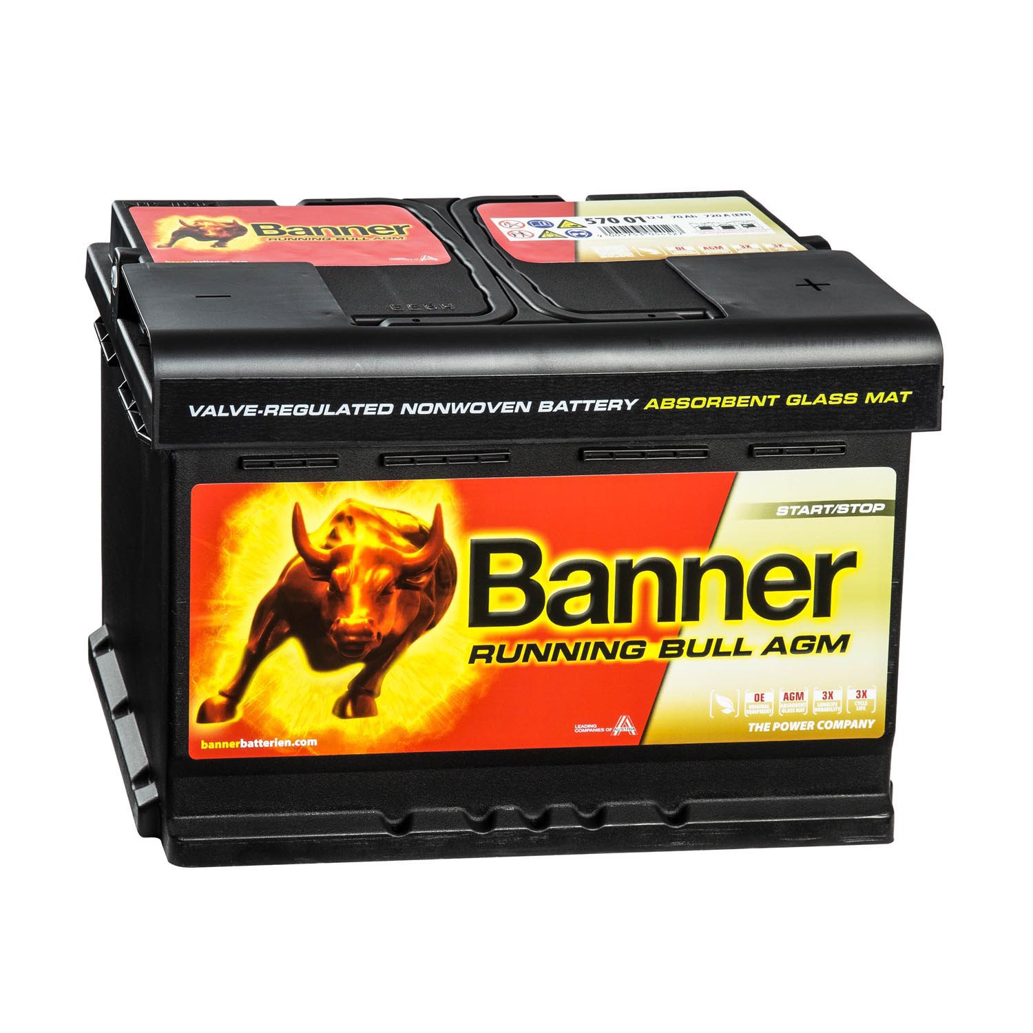 Batterie voiture Banner Running Bull Start-Stop AGM 57001 12V 70Ah au  meilleur prix pour votre Auto